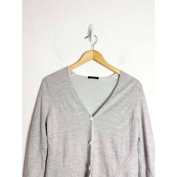 Rag & Bone Alyssa Merino Wool Cardigan Gray Size Medium Lightweight Button Chic - Picture 4 of 13